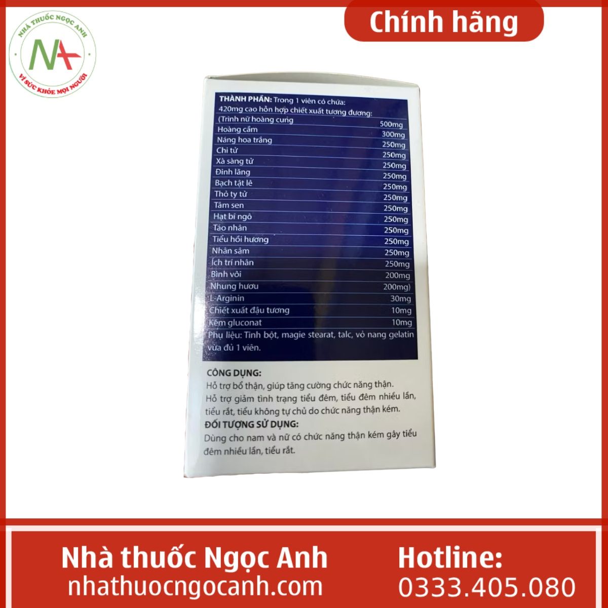 Viên tiểu đêm Sâm Nhung Bổ Thận