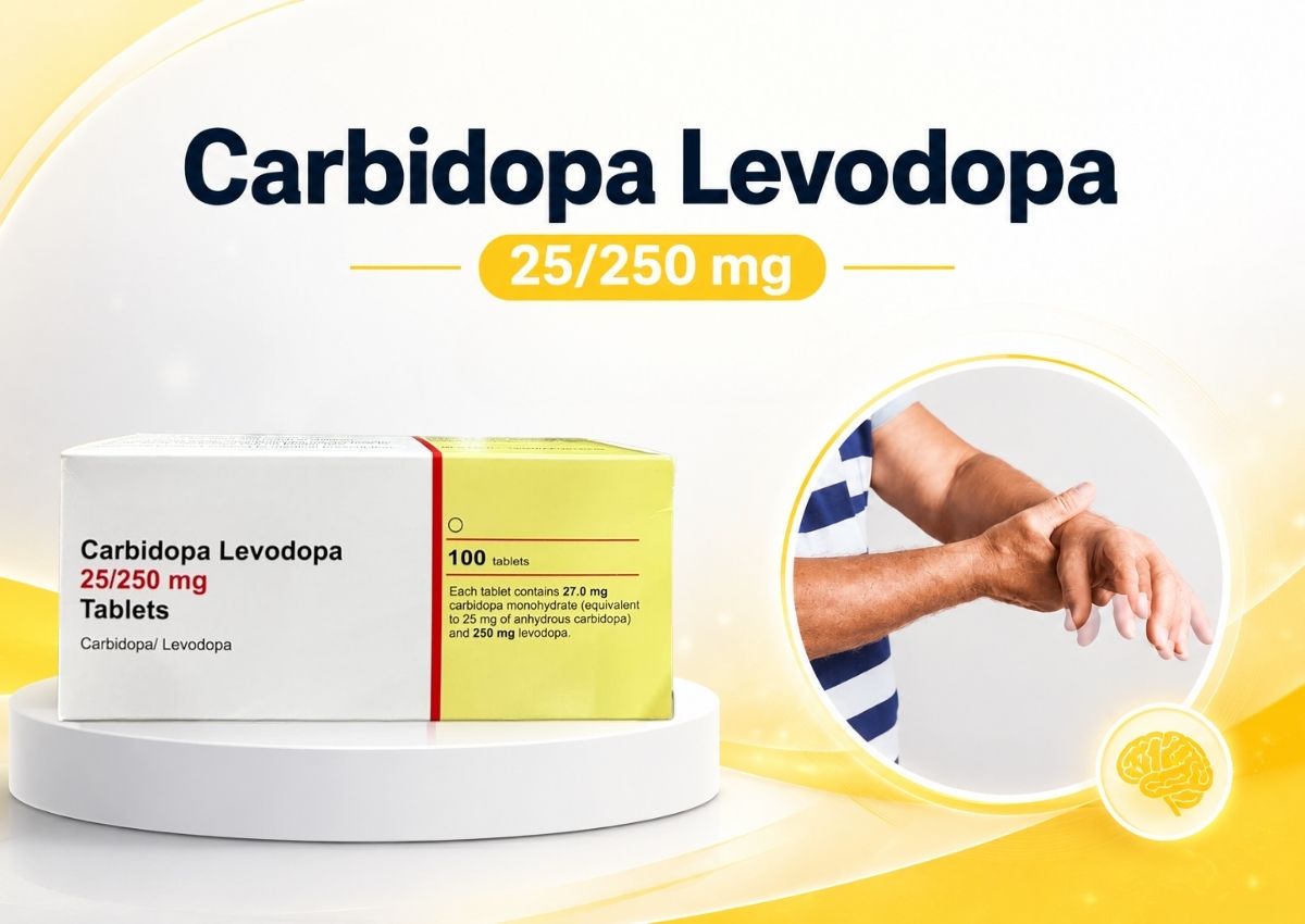 Carbidopa Levodopa 25/250mg Tablets 3 Carbidopa Levodopa 25/250mg Tablets được dùng trong điều trị hội chứng và bệnh parkinsom
