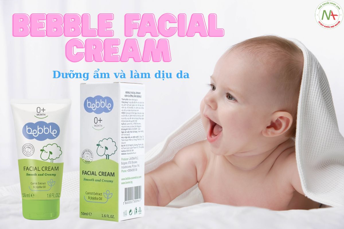 Kem dưỡng da Bebble Facial cream giúp làm dịu da, giảm ngứa rát trên da