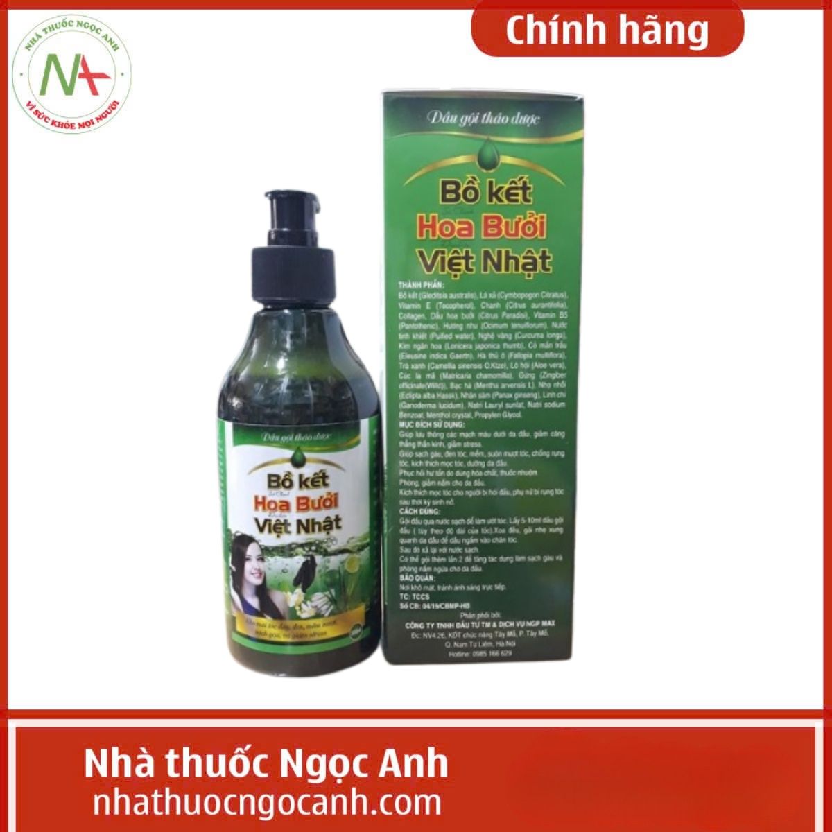 Dầu gội thảo dược Bồ Kết Hoa Bưởi Việt Nhật