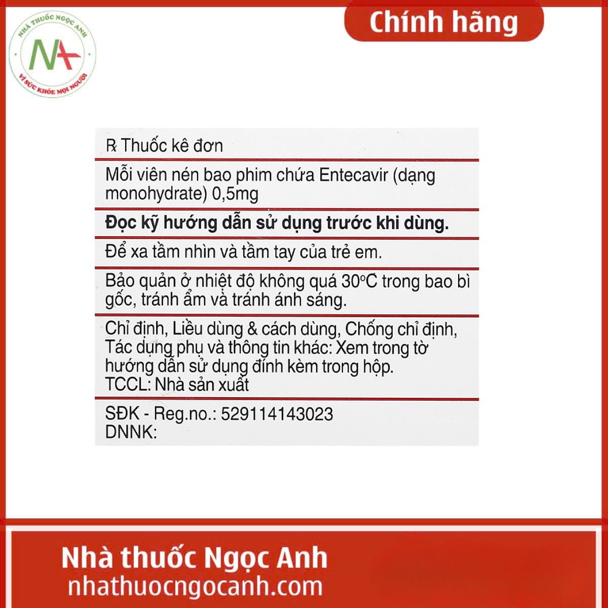 Entecavir Teva 0.5mg