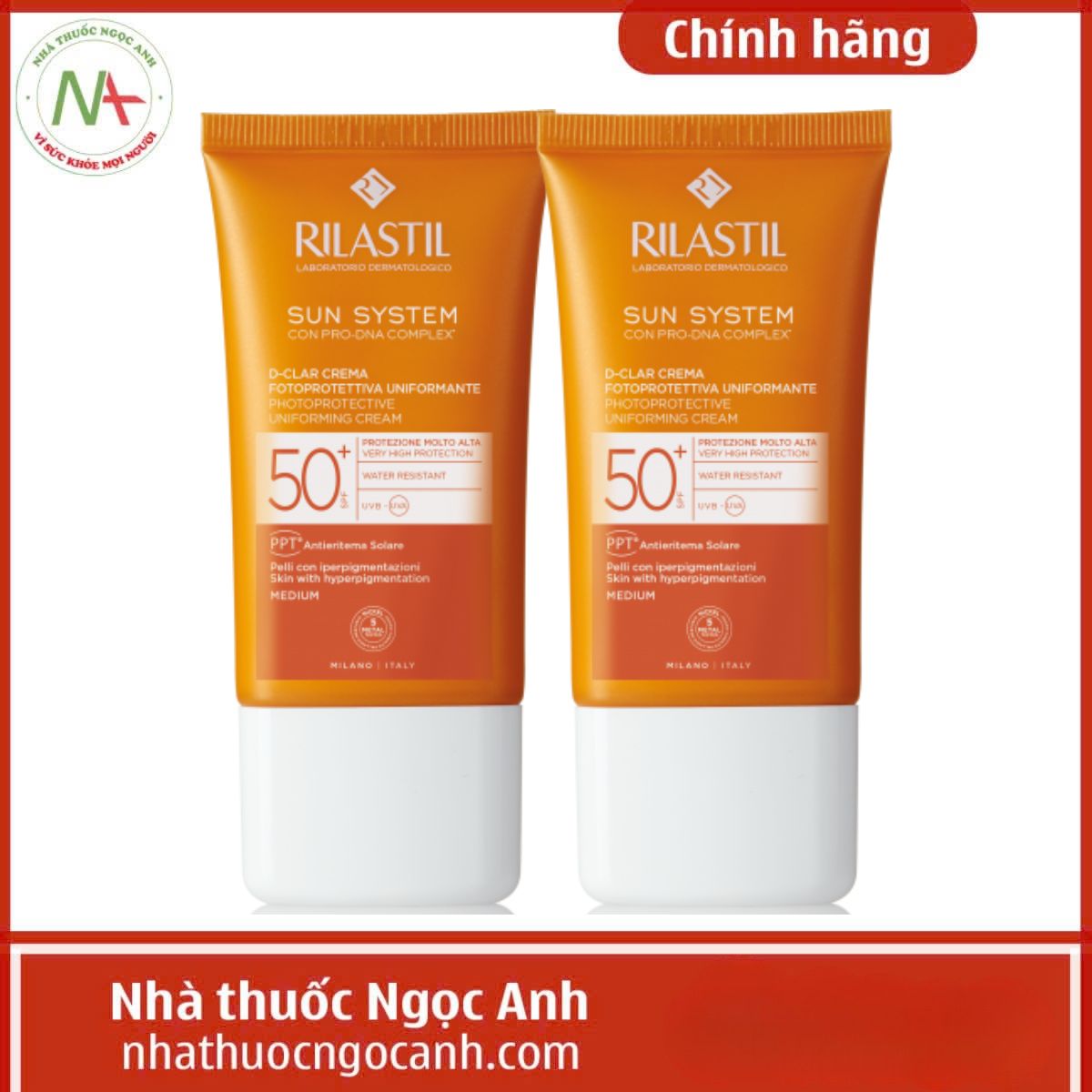 Kem chống nắng Rilastil Sun System D-Clar SPF 50+ Medium 40 ml