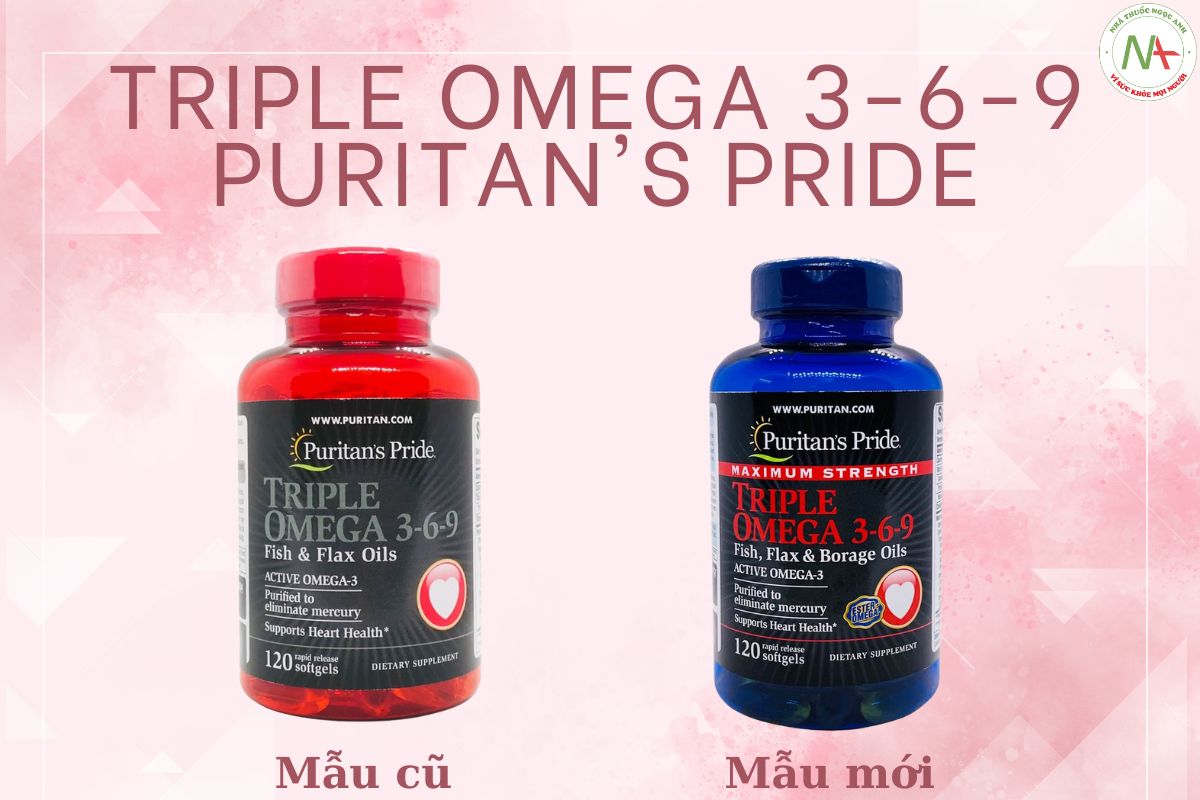 Mẫu bao bì cũ và mẫu bao bì mới của Triple Omega 3-6-9 Puritan's Pride
