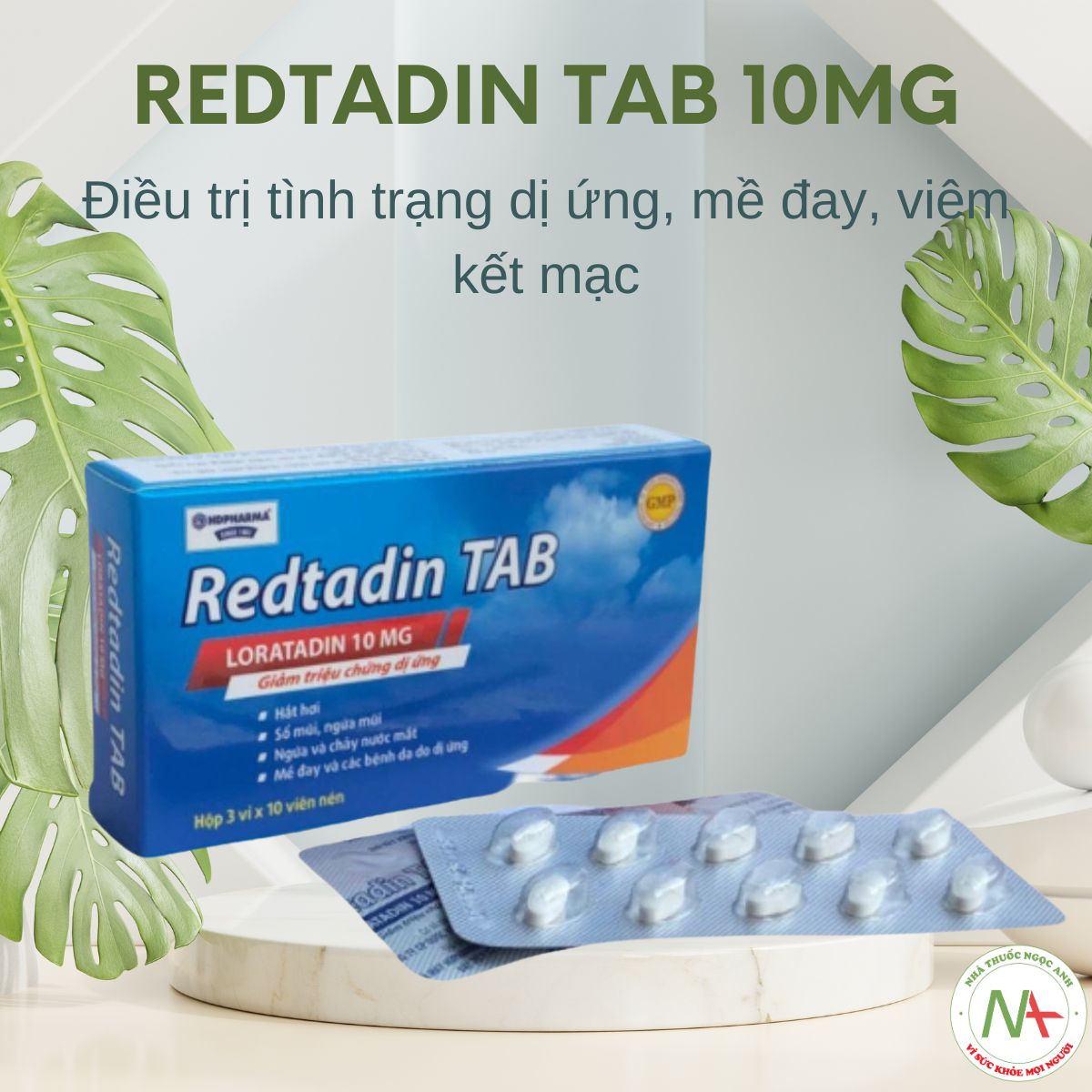 Redtadin Tab 10mg 3 Redtadin Tab 10mg điều trị tình trạng viêm mũi dị ứng, viêm kết mạc