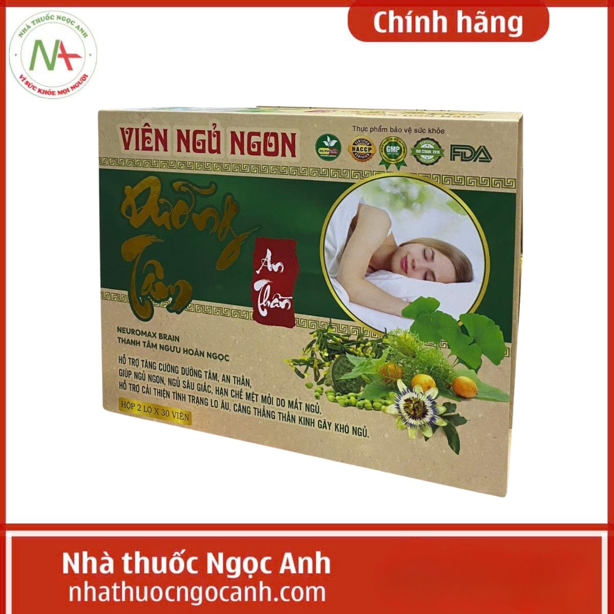 Viên ngủ ngon Dưỡng Tâm An Thần Neuromax Brain Thanh Tâm Ngưu Hoàn Ngọc