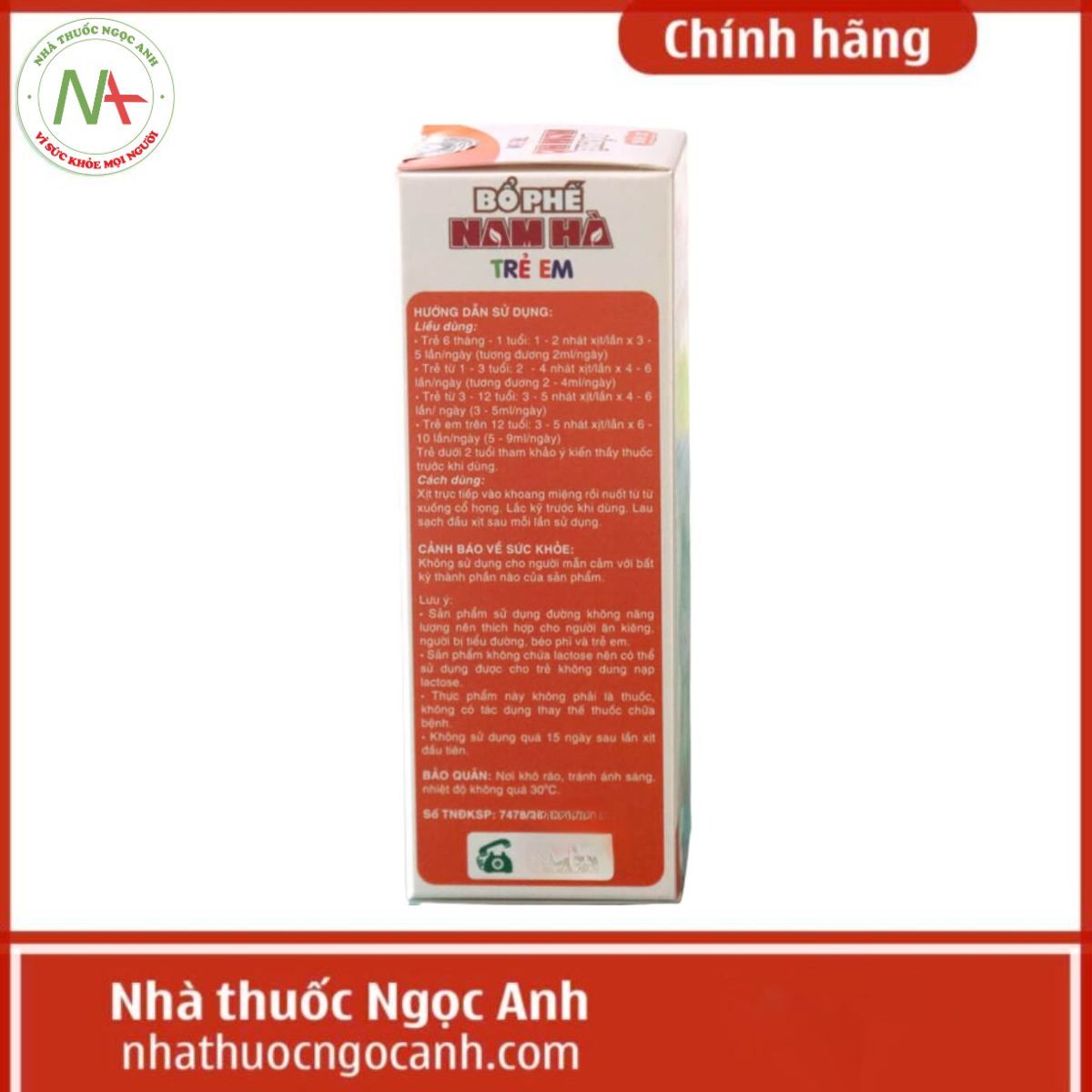 Xịt Họng Bổ Phế Nam Hà Trẻ Em
