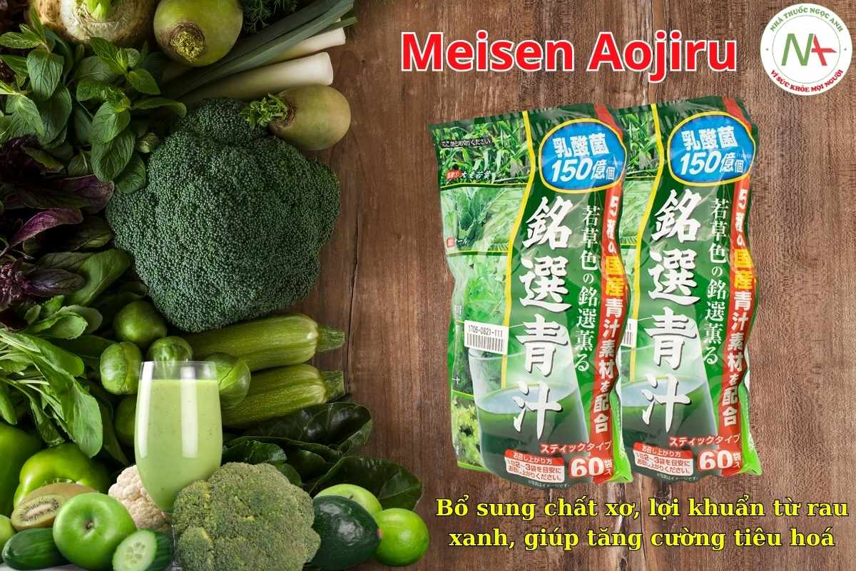 Bột ra xanh Meisen Aojiru bổ sung chất xơ, lợi khuẩn từ rau xanh, giúp tăng cường tiêu hoá