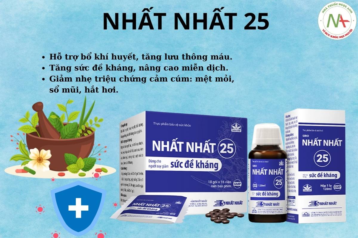 NHẤT NHẤT 25 3 Nhất Nhất 25 hỗ trợ bổ khí huyết, tăng đề kháng, giảm mệt mỏi