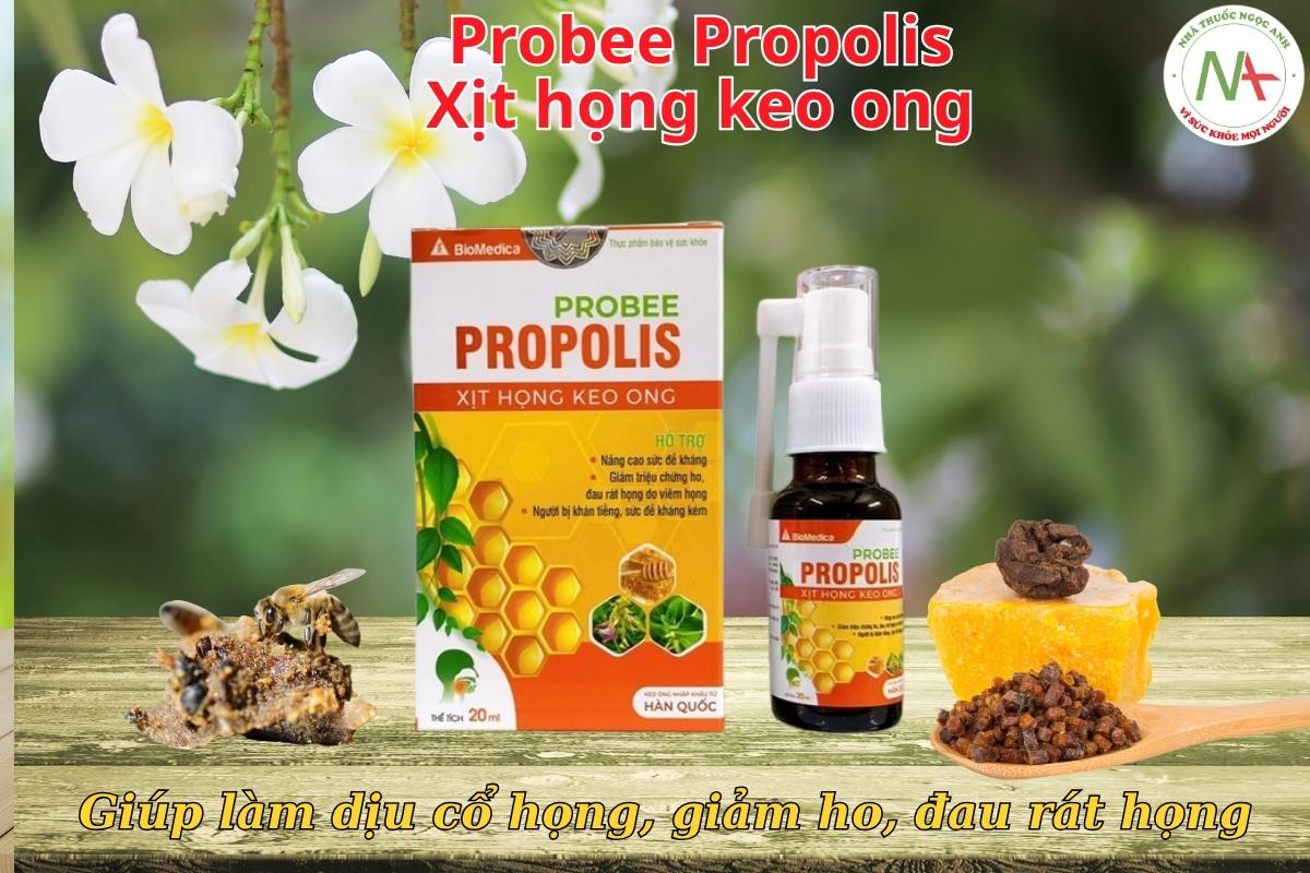 Probee Propolis Xịt họng keo ong 3 Probee Propolis Xịt họng keo ong giúp làm dịu cổ họng, giảm ho, đau rát họng