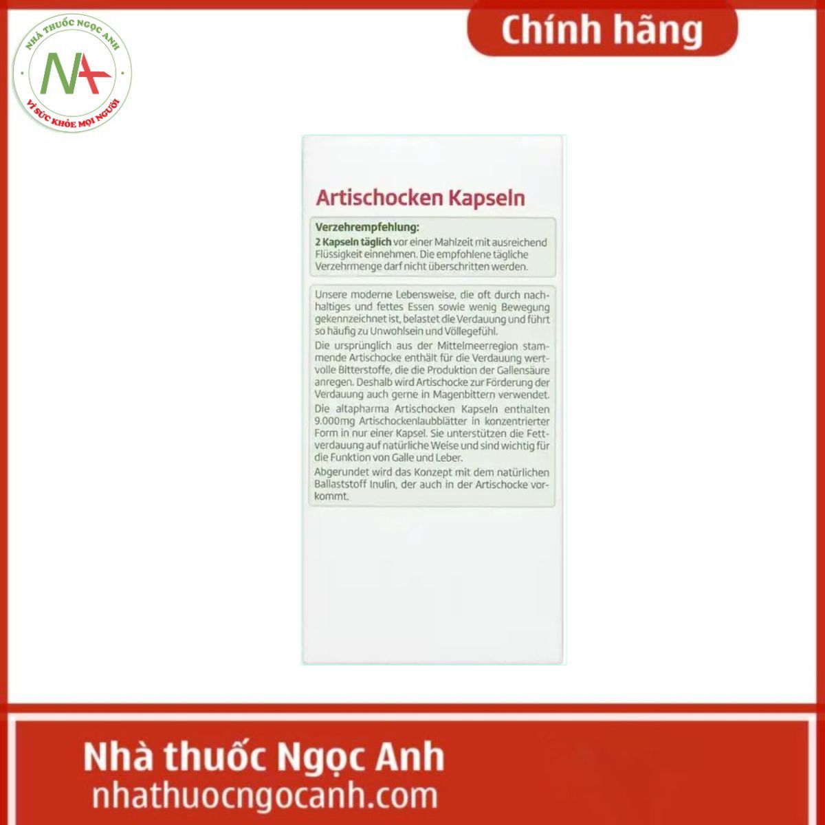 Bổ Gan Altapharma Artischocken