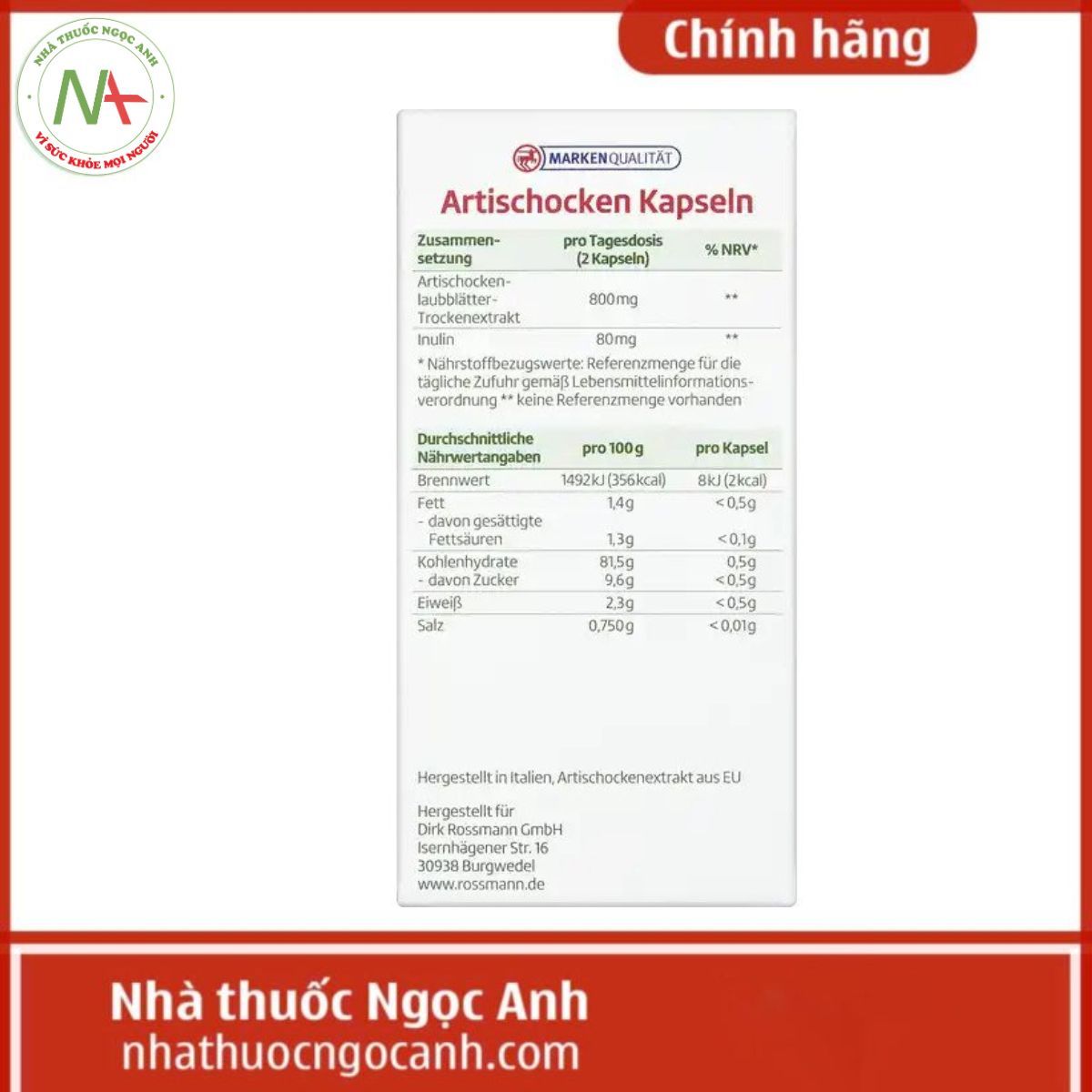 Bổ Gan Altapharma Artischocken