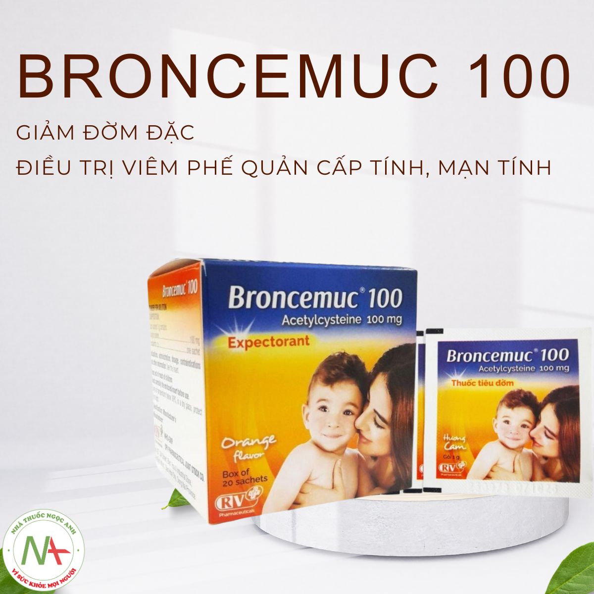 Broncemuc 100 3 Broncemuc 100 điều trị các bệnh đường hô hấp có liên quan đến việc tăng tiết chất nhầy đặc
