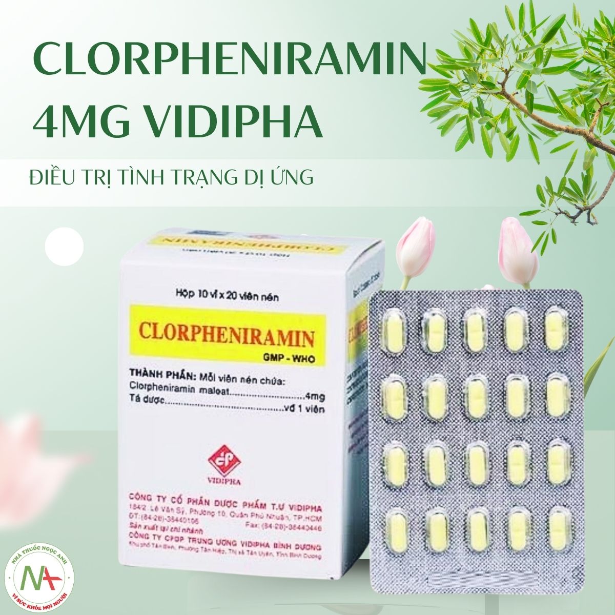 Clorpheniramin 4mg Vidipha 3 Clorpheniramin 4mg Vidipha điều trị tình trạng dị ứng