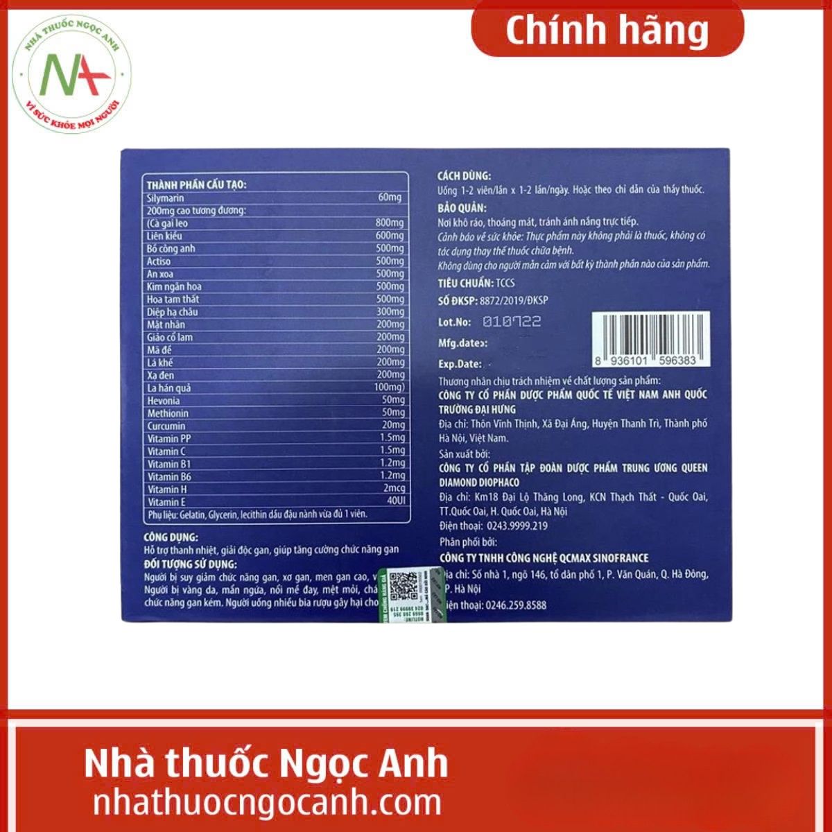 Giải độc gan Hevonia Silymarin Tadaphaco