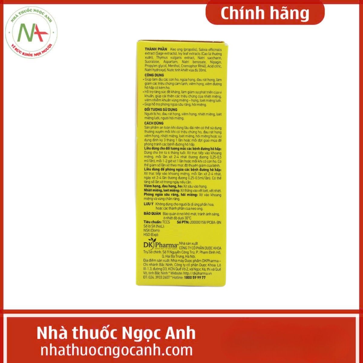 Xịt Họng Giảm Ho Dr.Bee