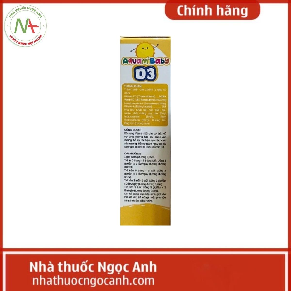 AquamiBaby D3 Màu Vàng 10ml