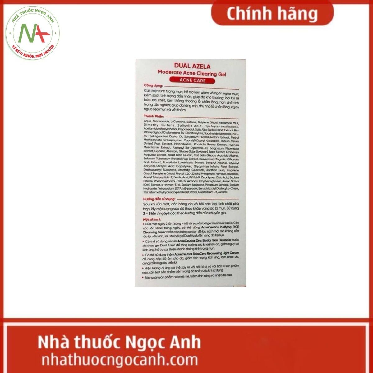 Gel Mụn Dual Azela Moderate Acne Clearing