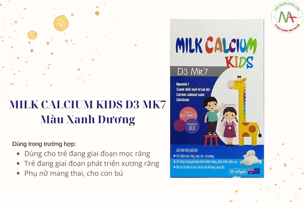 Milk Calcium Kids D3 MK7 Màu Xanh Dương