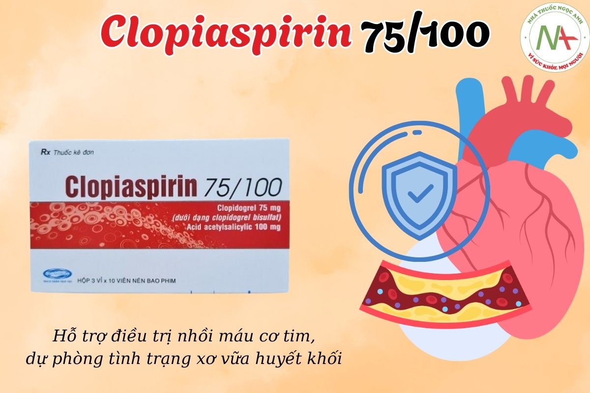 Thuốc Clopiaspirin 75/100 dự phòng tình trạng xơ vữa huyết khối
