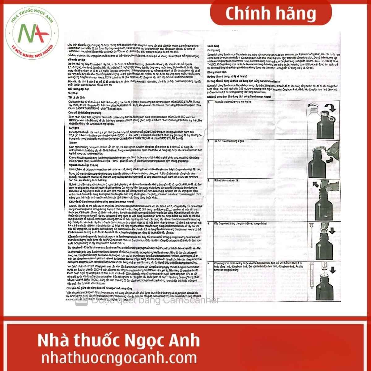 Thuốc Sandimmun Neoral 100mg/ml