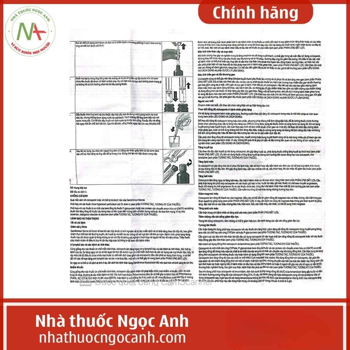 Thuốc Sandimmun Neoral 100mg/ml