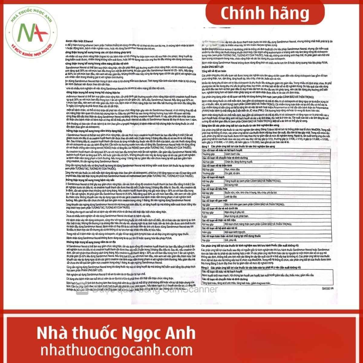 Thuốc Sandimmun Neoral 100mg/ml