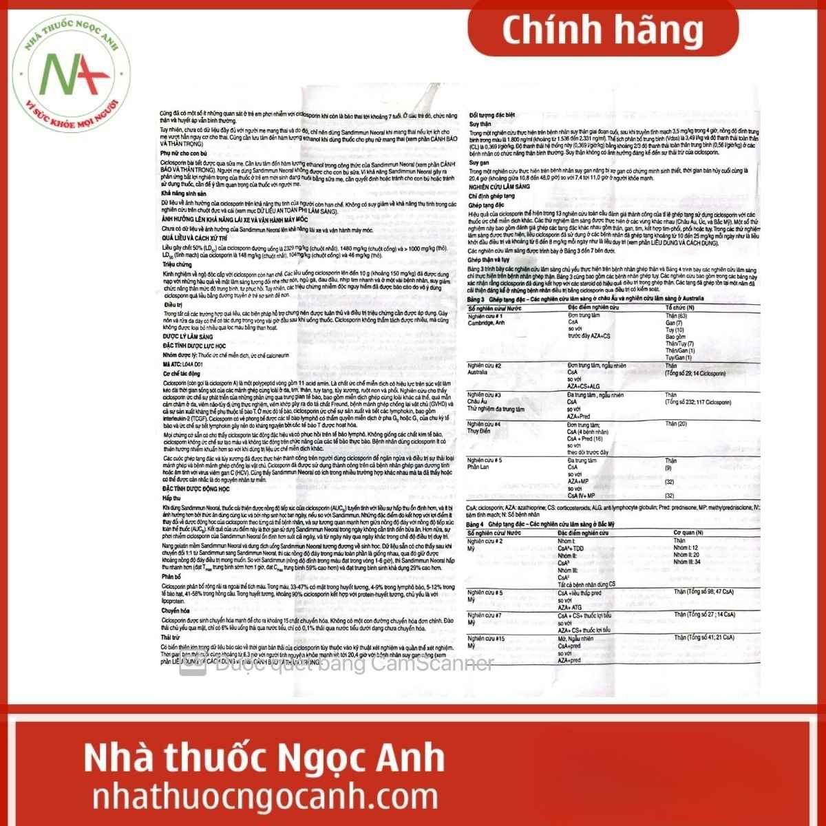 Thuốc Sandimmun Neoral 100mg/ml