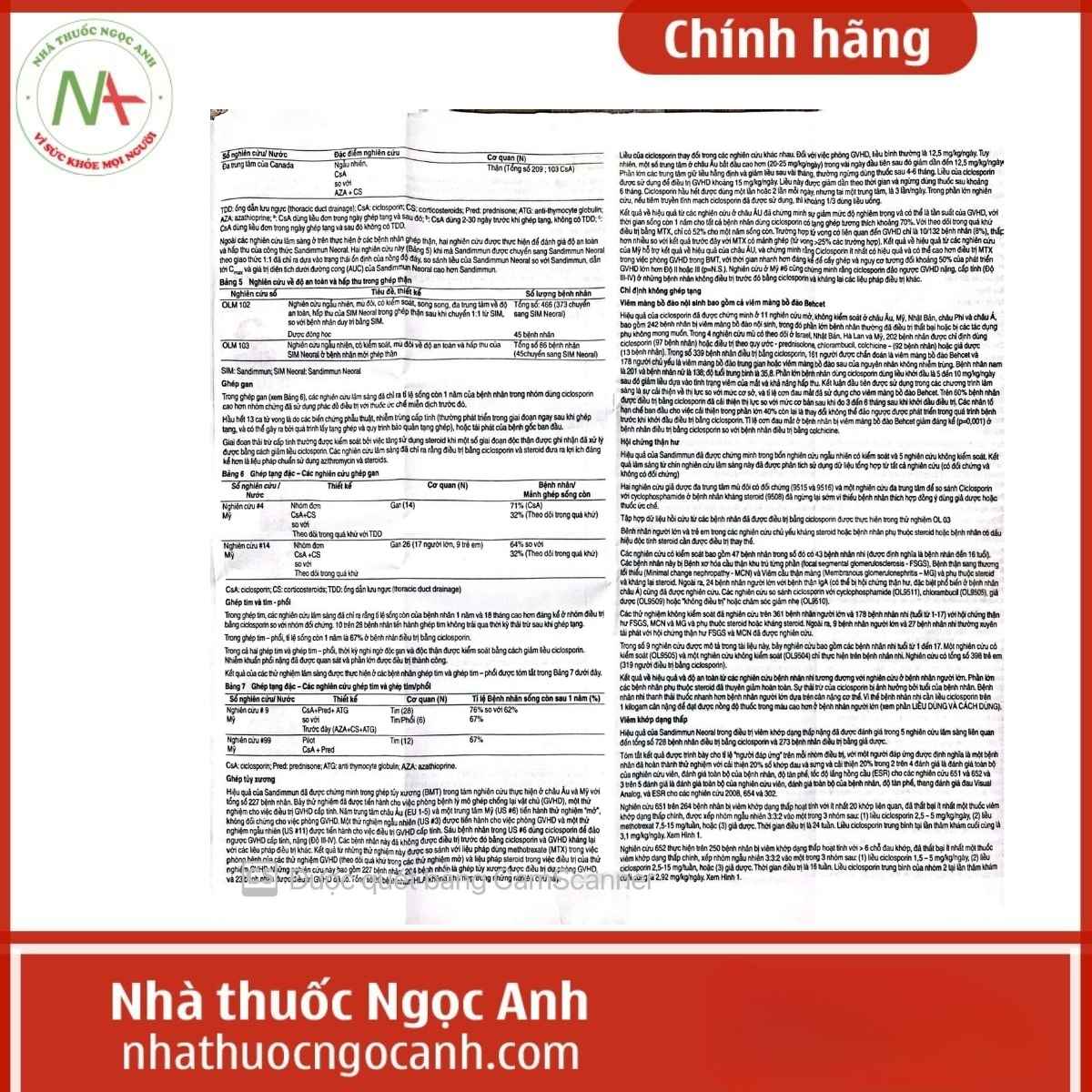 Thuốc Sandimmun Neoral 100mg/ml