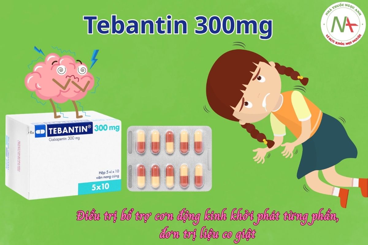 Thuốc Tebantin 300mg điều trị bổ trợ cơn động kinh khởi phát từng phần,...