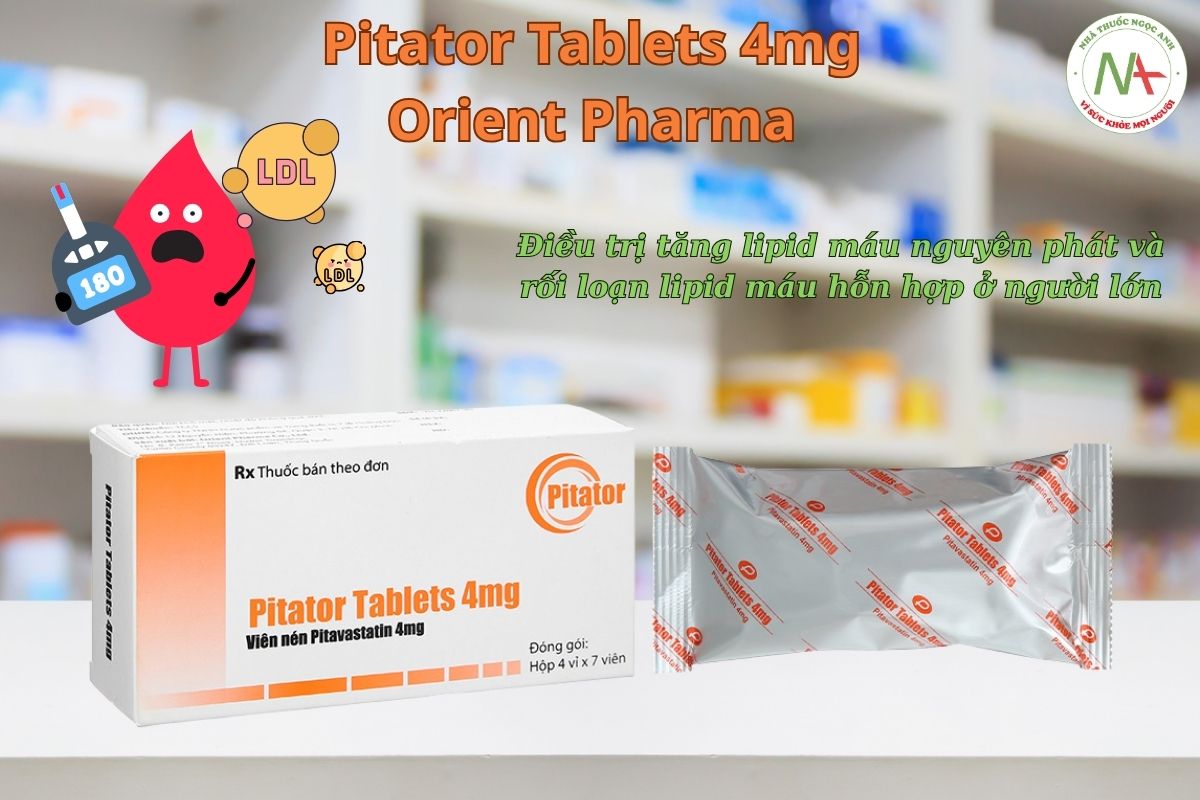 Pitator Tablets 4mg Orient Pharma 3 Thuốc Pitator Tablets 4mg Orient Pharma điều trị rối loạn mỡ máu