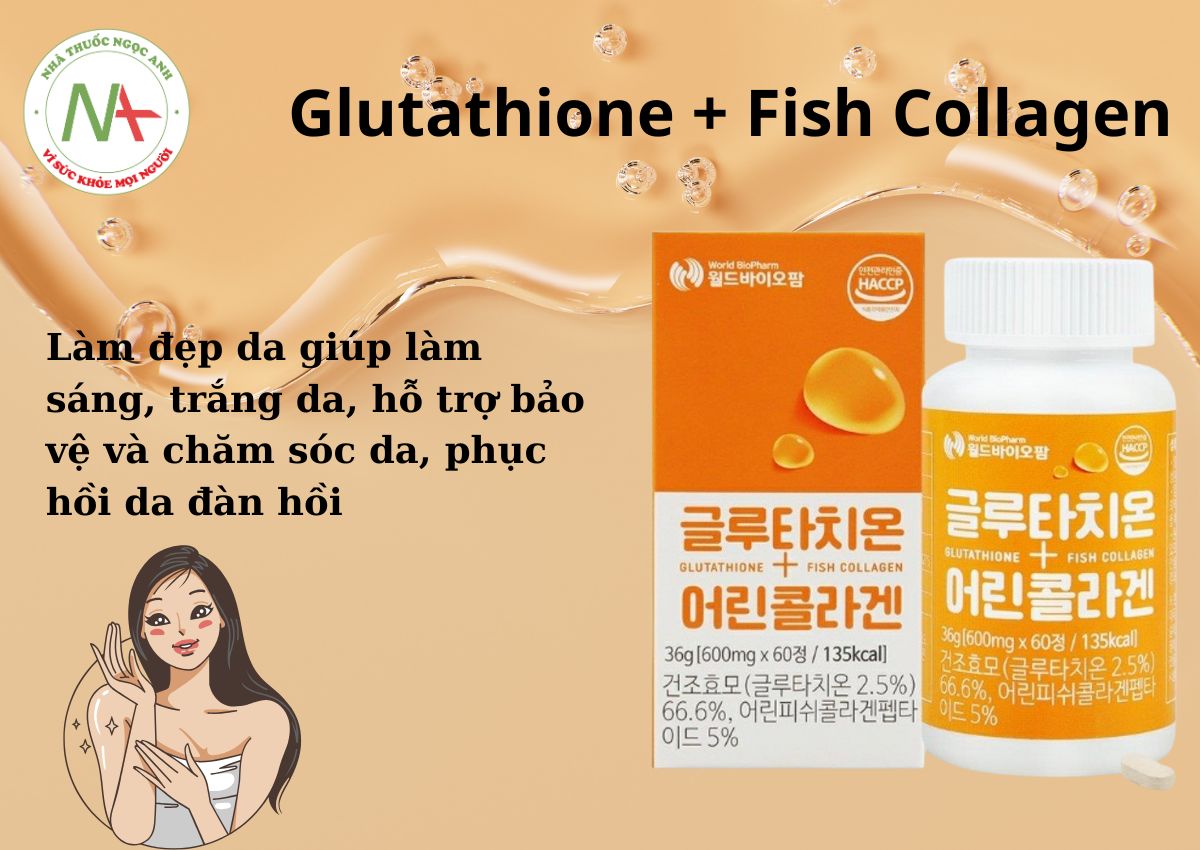 Viên uống Glutathione + Fish Collagen 3 Glutathione + Fish Collagen