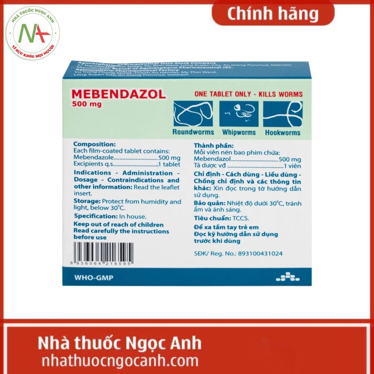 Mebendazol 500mg Agimexpharm