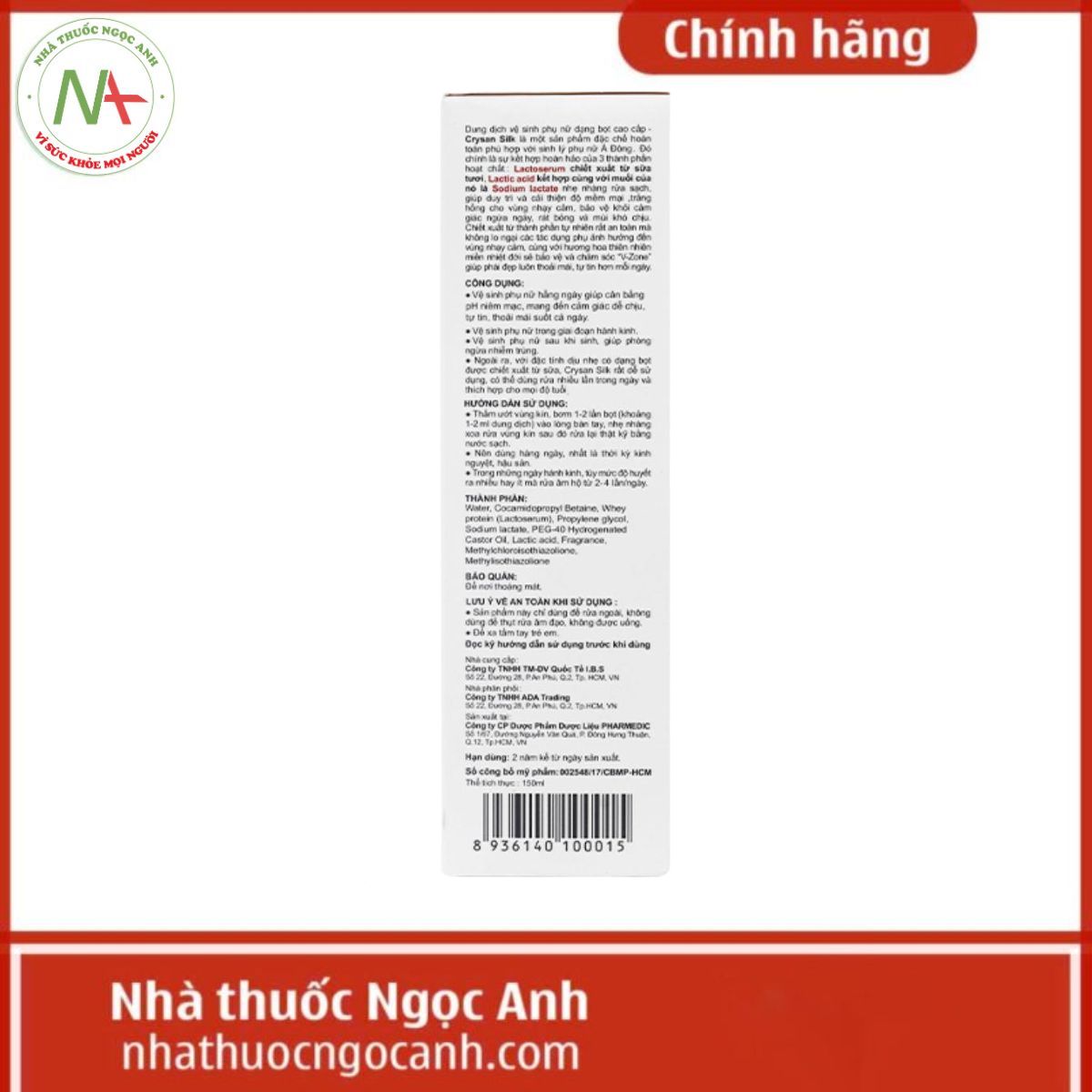 Bọt rửa phụ nữ Crysan Silk 150ml