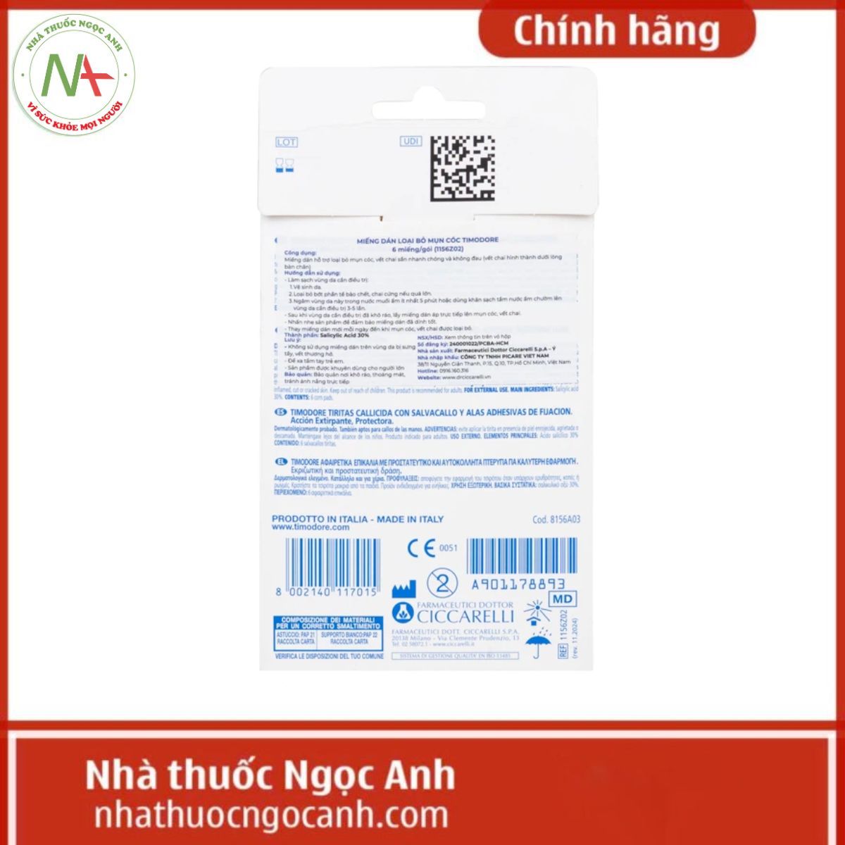 Miếng Dán Loại Bỏ Mụn Cóc Dr.Ciccarelli Timodore