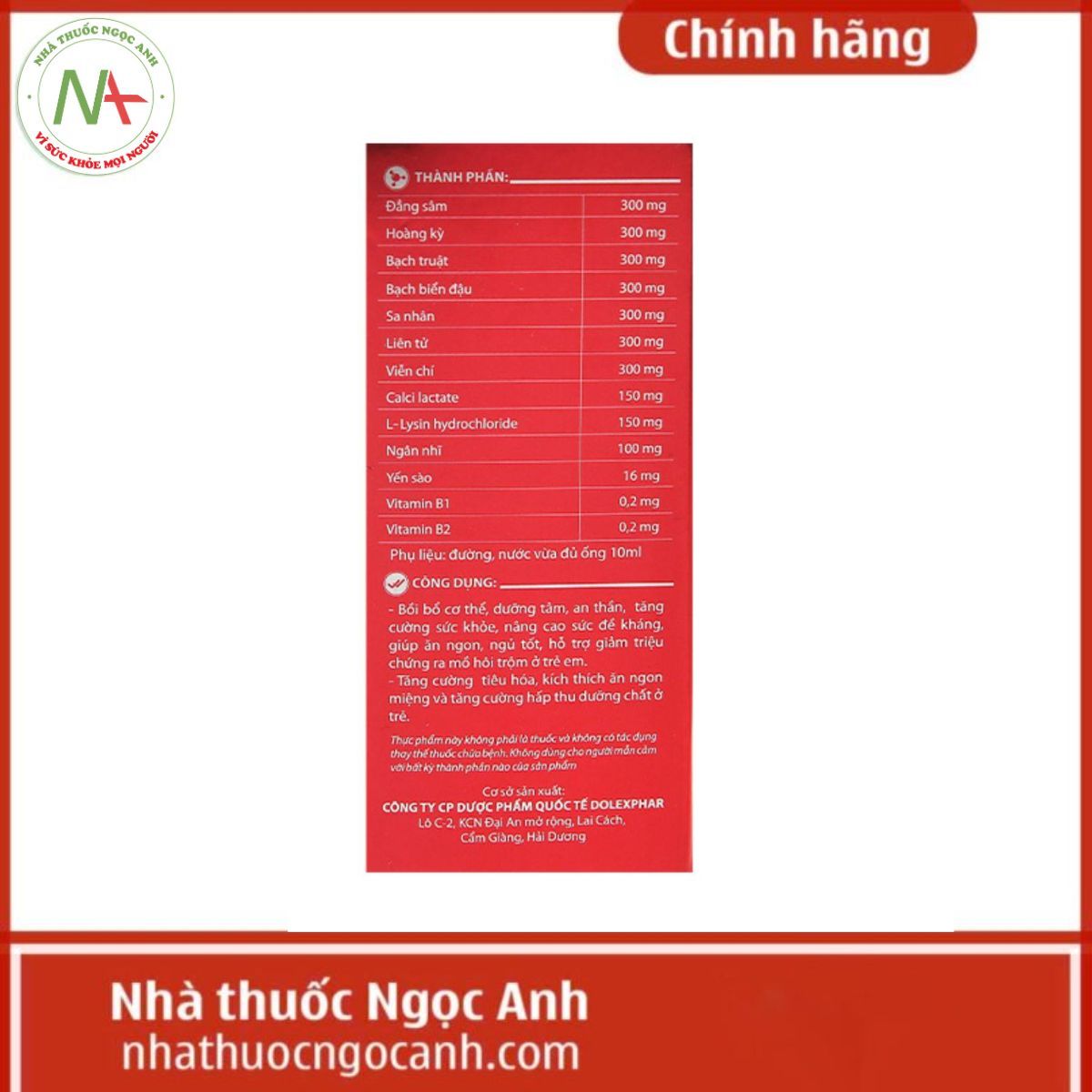 Siro Yến Sào Ăn Ngủ Ngon Tâm Dược