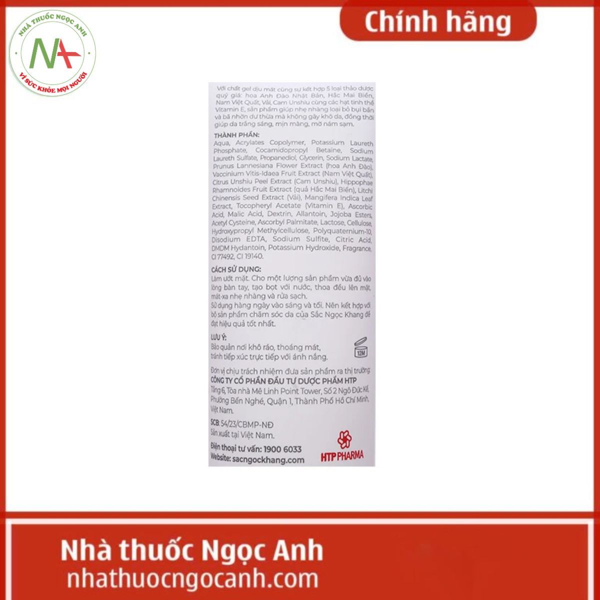 Sữa Rửa Mặt Thảo Dược Sắc Ngọc Khang