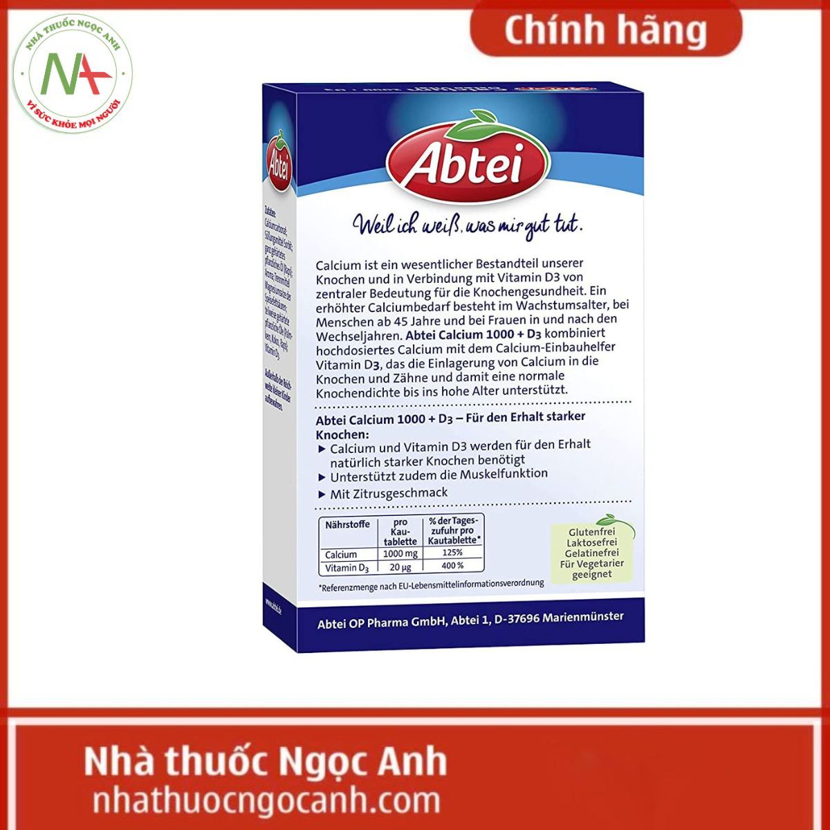 Abtei Calcium 1000+Vitamin D3 800 I.E.