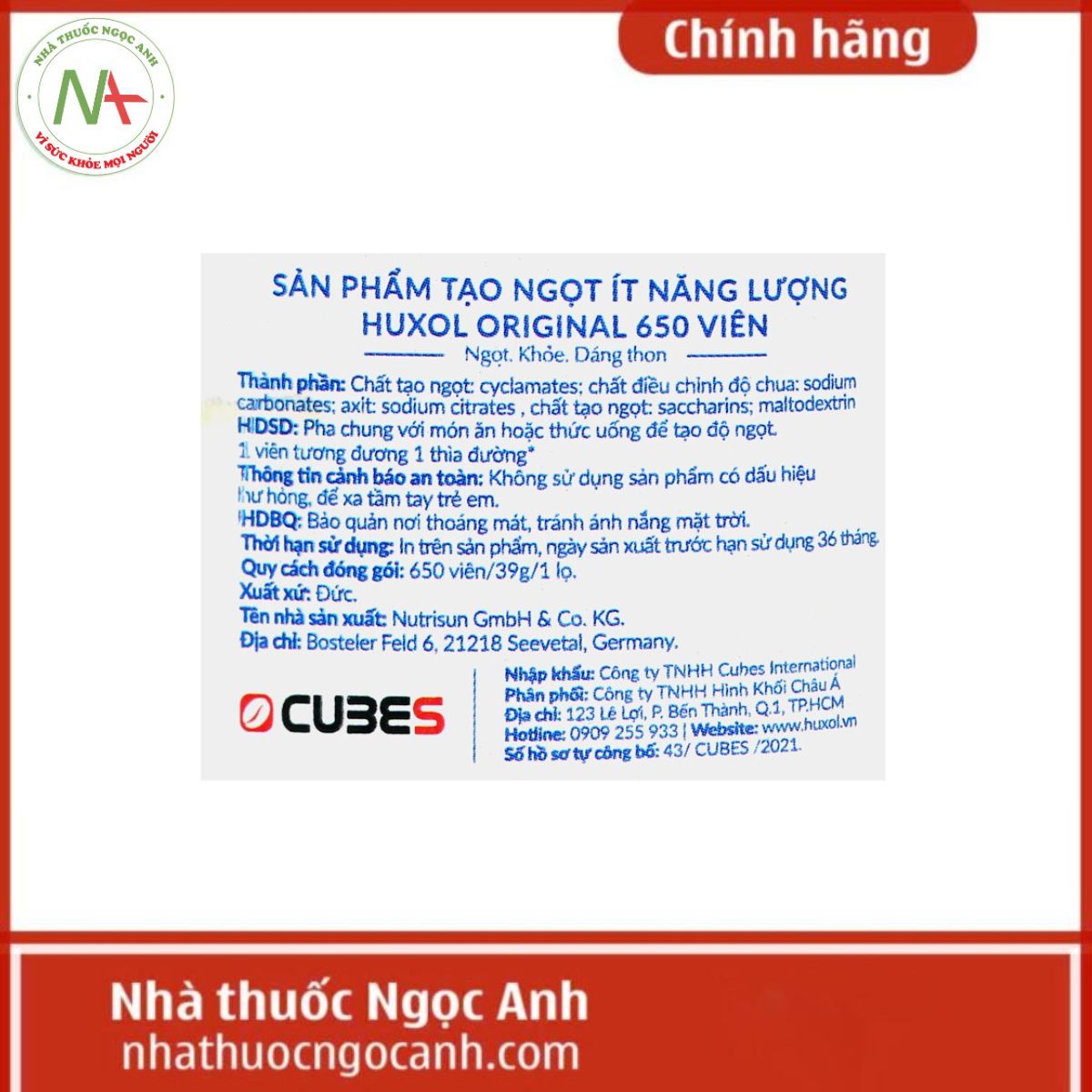 Đường ăn kiêng Huxol Original