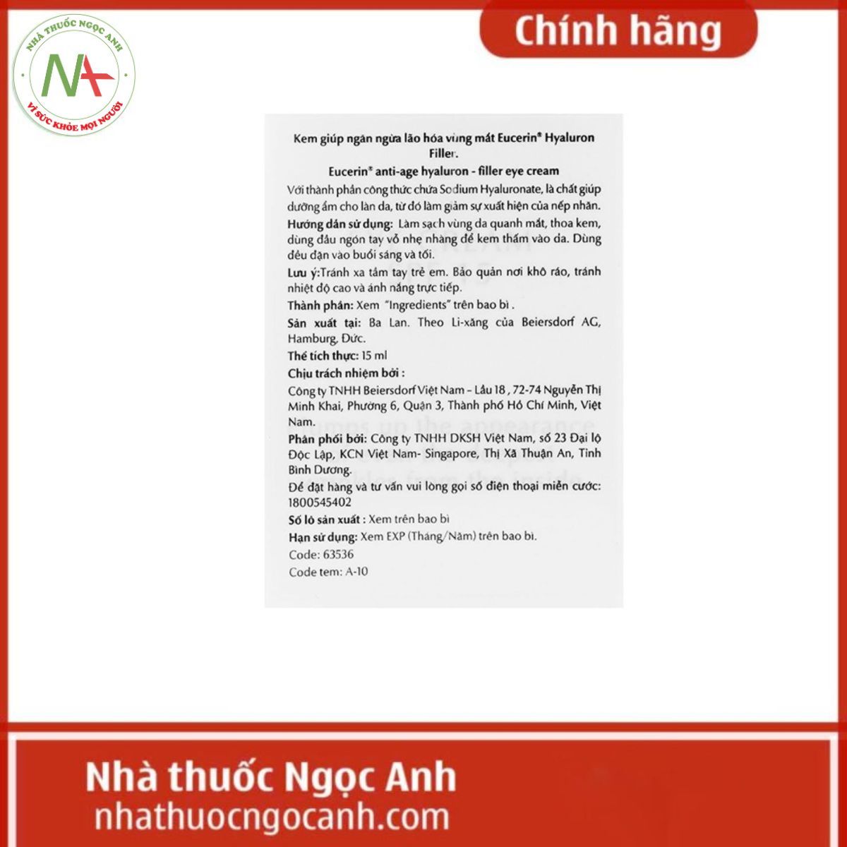 Eucerin Hyaluron-Filler Eye Cream SPF 15