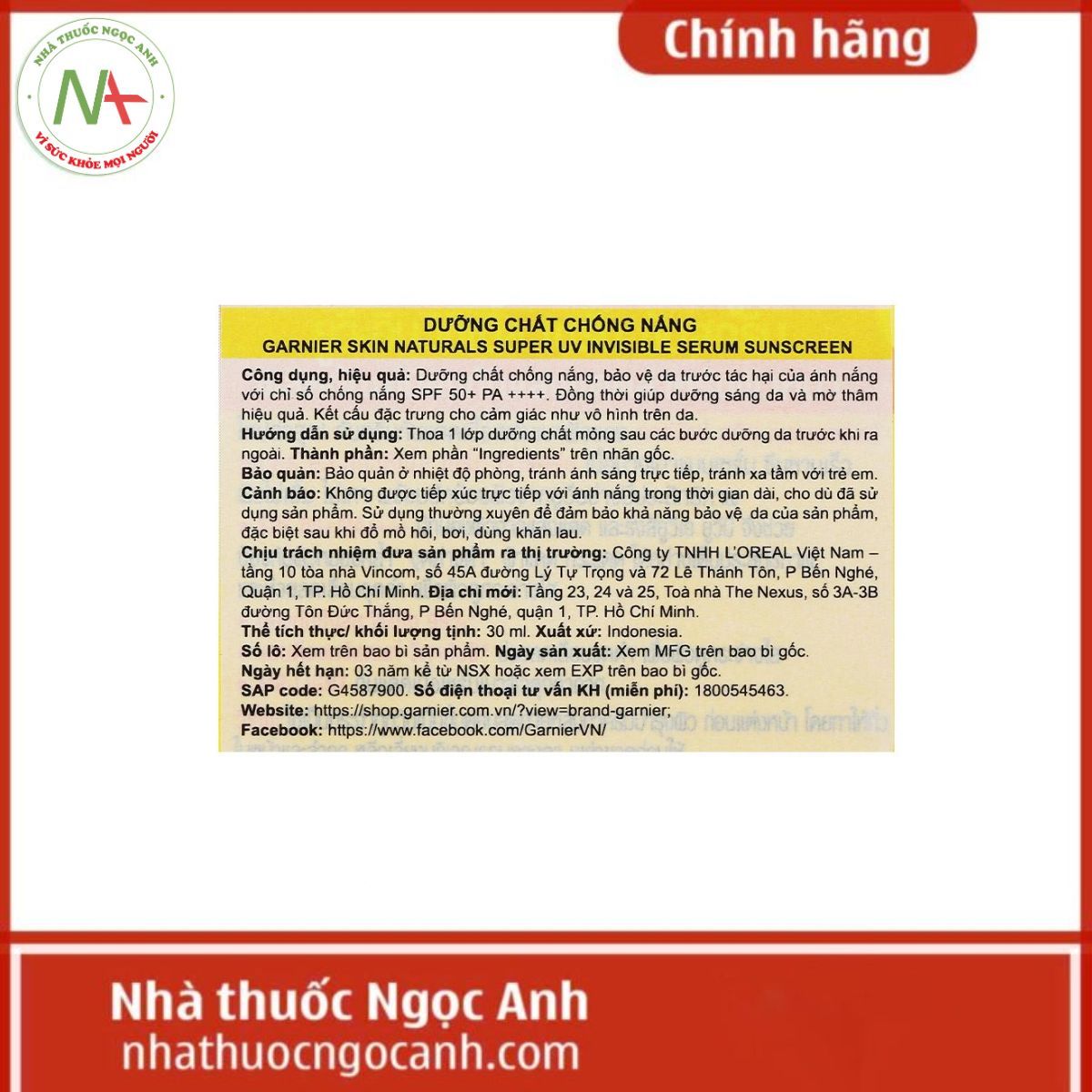 Garnier Super UV Invisible Serum Sunscreen