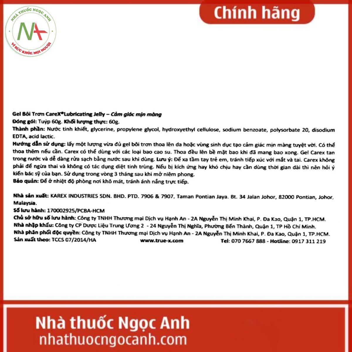 Gel Bôi Trơn CareX Lubricating Jelly