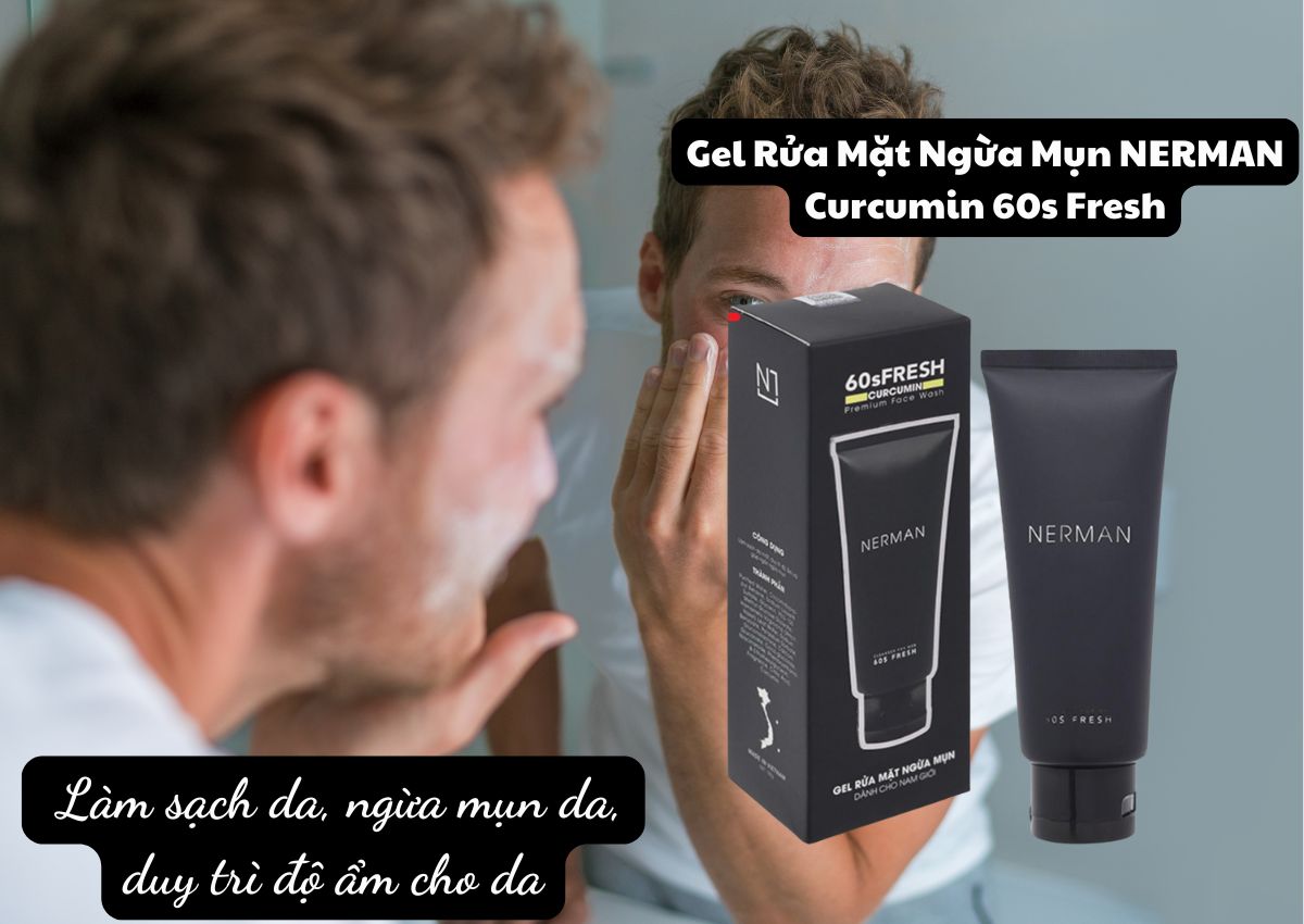 Gel Rửa Mặt Ngừa Mụn NERMAN Curcumin 60s Fresh