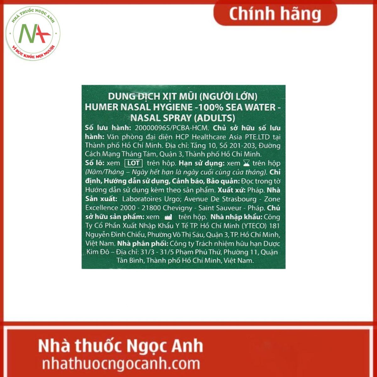 Humer Nasal Hygiene 150ml