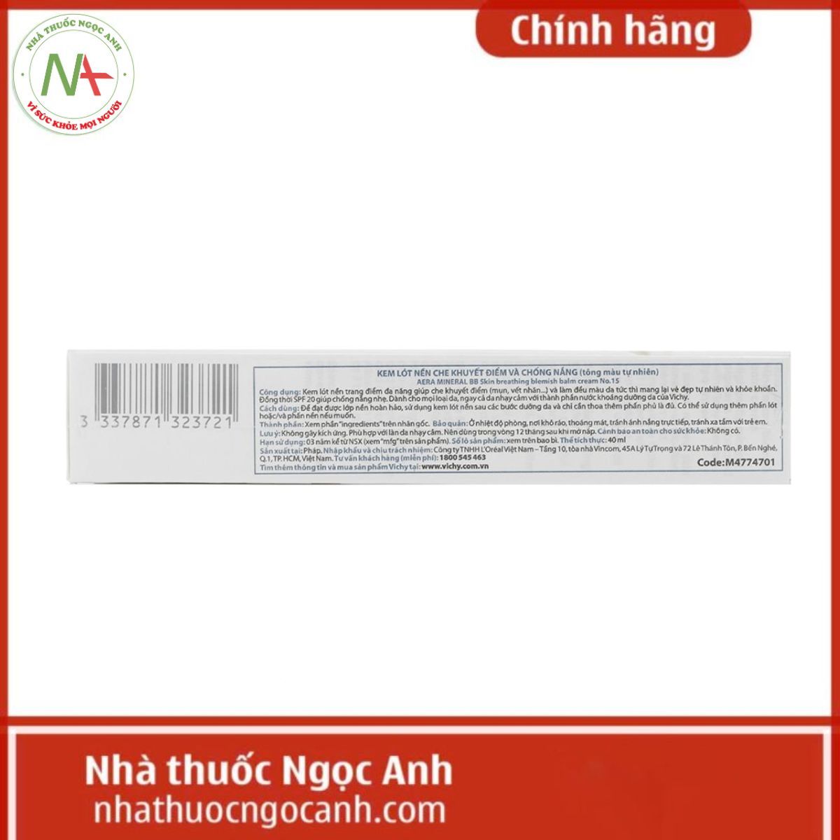 Kem lót nền che khuyết điểm và chống nắng Vichy Aera Mineral BB 40ml