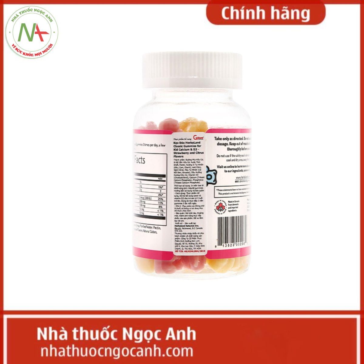 Kẹo dẻo Herbaland Classic Gummies For Kids Calcium & D3