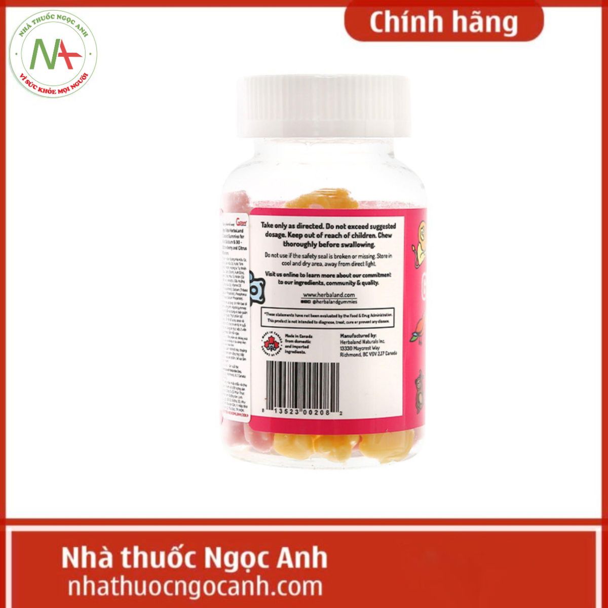 Kẹo dẻo Herbaland Classic Gummies For Kids Calcium & D3