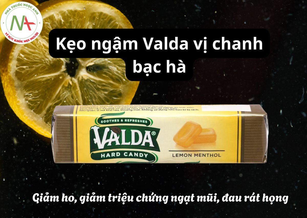 Kẹo ngậm Valda vị chanh bạc hà