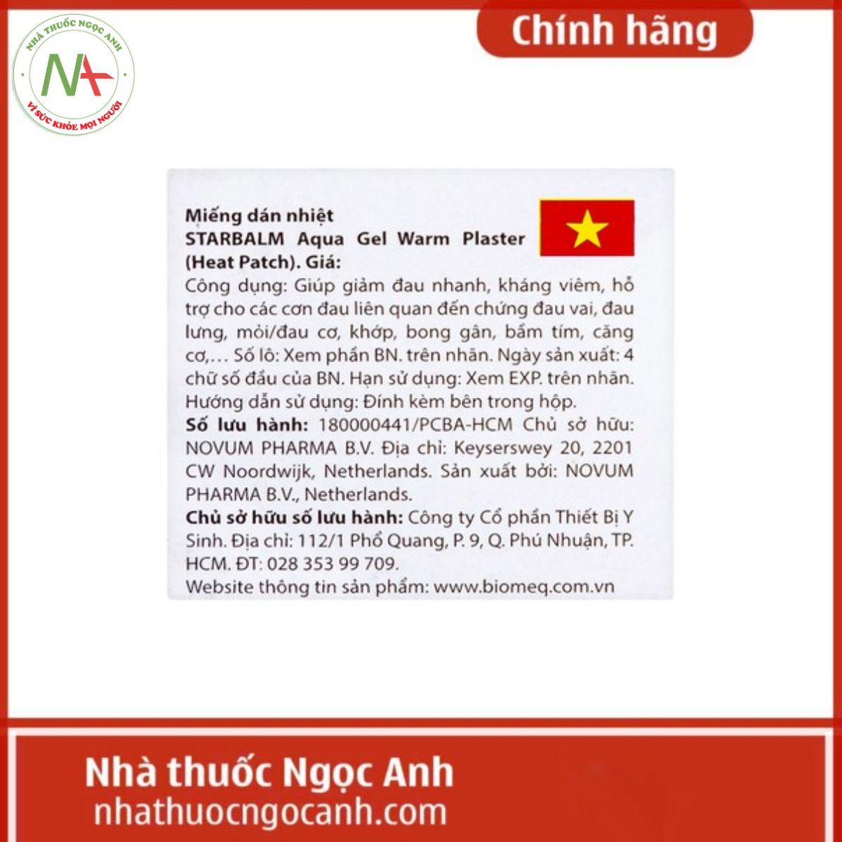 Miếng dán nhiệt Starbalm Aqua Gel Warm Plaster Heat Patches