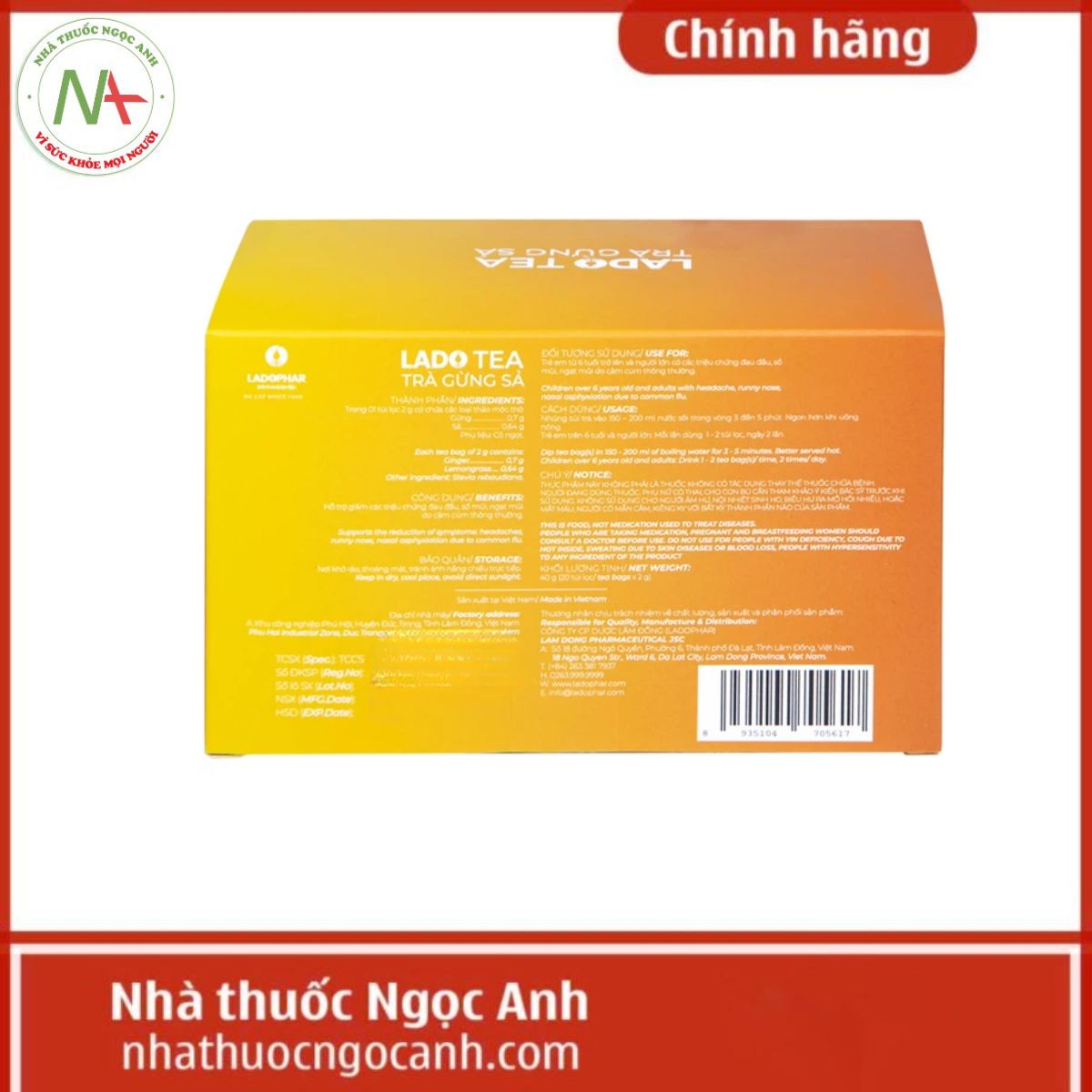 Trà gừng sả Lado Herbal