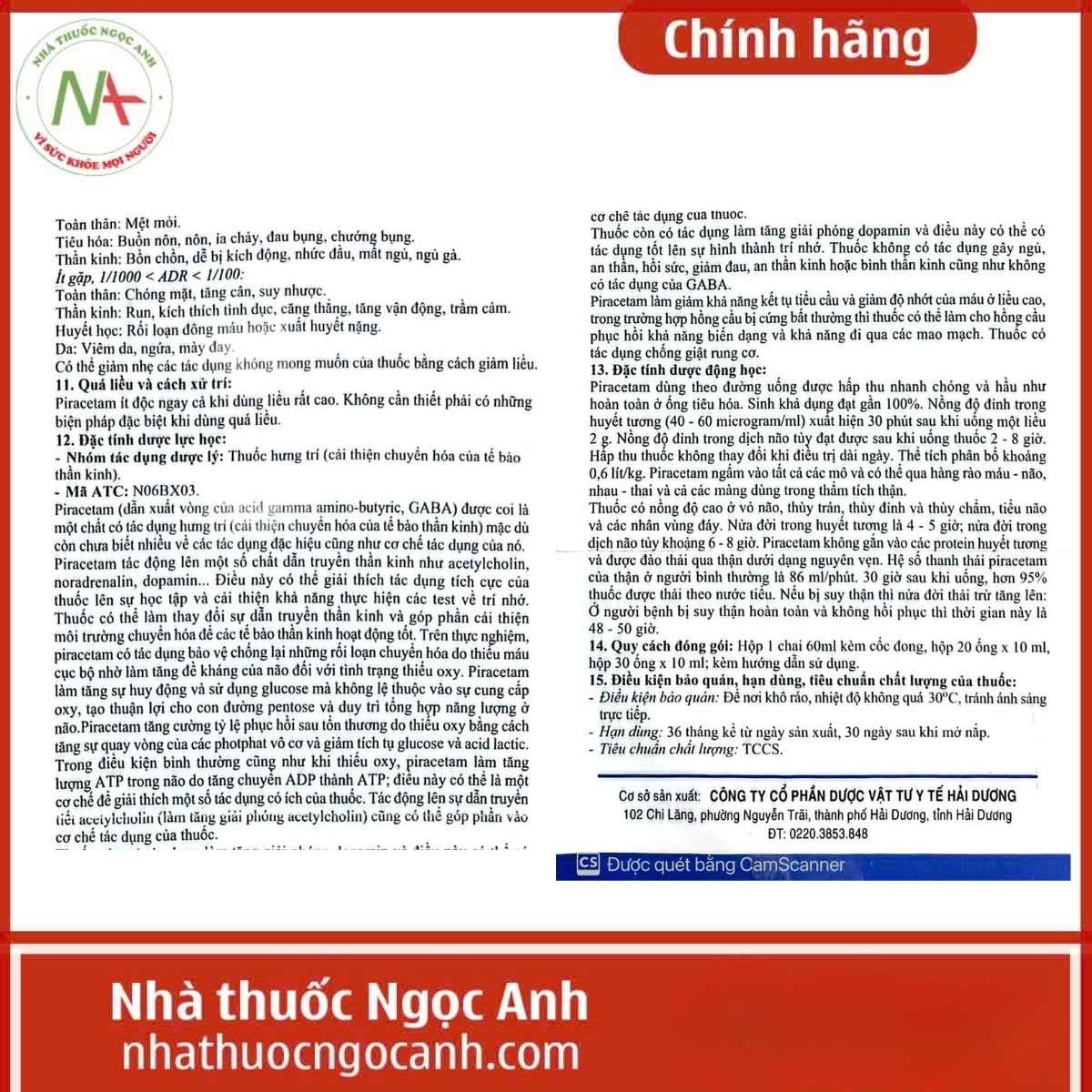 Hướng dẫn sử dụng thuốc Nacepil 10ml